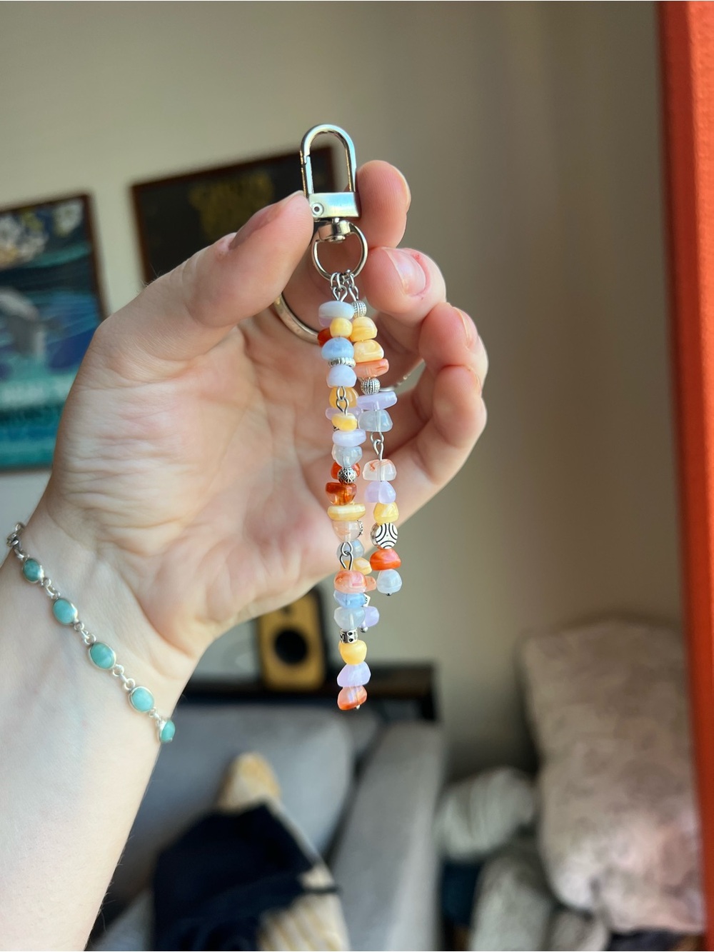 Beaded Multi-Color Keychain Charm - Picture 3 of 3